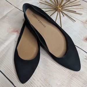 Lucky Brand Suede Leather Pointed Black Flats